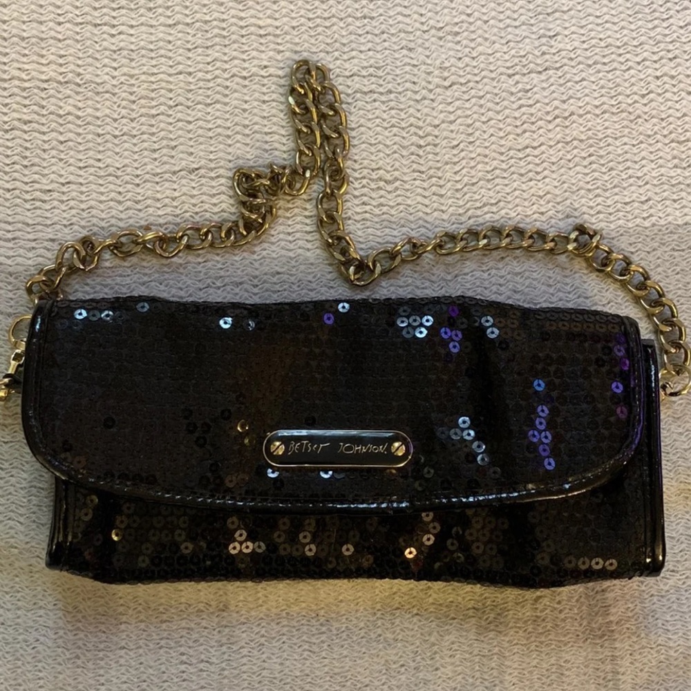 Betsey Johnson black sequin evening bag!